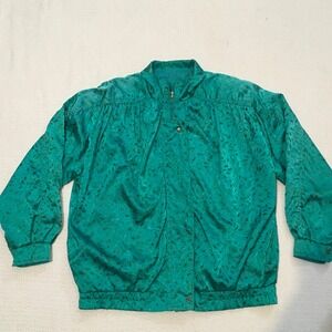 Vintage 80's  Abraxas Teal Green Full Zip Bomber‎ Jacket Women's